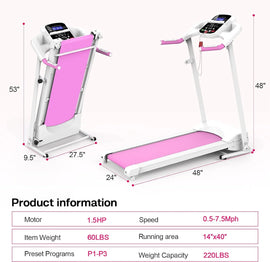 Clearance! Folding Treadmill 2.5HP Superfit Electric Treadmill with MP3 Speake LED Display Running Walking Jogging for Home Office