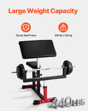 Load image into Gallery viewer, VEVOR Preacher Curl Bench, Strength Training Biceps Machine, Max Load 440 lb Home Gym Equipment, Seated Arm Isolated Barbell Dumbbell Bicep Station, Adjustable Weight Benches for Home Gym
