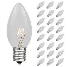 Load image into Gallery viewer, Novelty Lights 25 Pack C9 Outdoor Christmas Replacement Bulbs, Clear, E17/c9 Base, 7 Watt