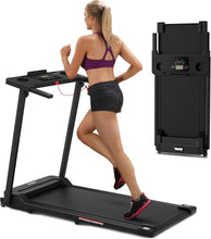 Load image into Gallery viewer, 300 lb Portable Folding Treadmill, 3.0 HP Foldable Compact Treadmill for Home Office, Walking Running Treadmill with LED Display for Exercise