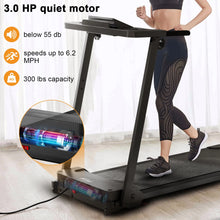 Load image into Gallery viewer, 300 lb Portable Folding Treadmill, 3.0 HP Foldable Compact Treadmill for Home Office, Walking Running Treadmill with LED Display for Exercise