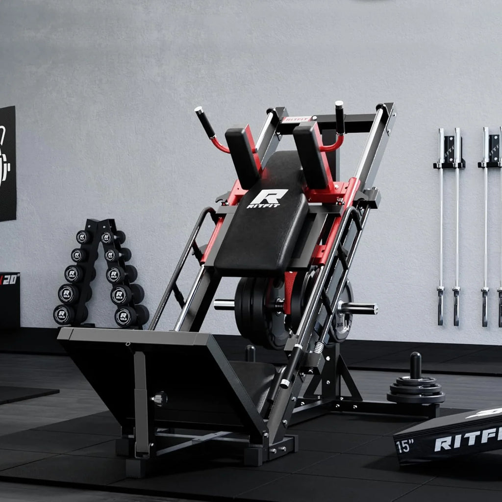Ritfit Leg Press Hack Squat Machine, Professional Adjustable Leg Press Machine for Home Gym with Linear Bearing, Specialty Hack Squat Machine for Full Lower Body Workout with Weight Storage, Pink
