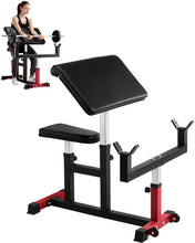 Load image into Gallery viewer, VEVOR Preacher Curl Bench, Strength Training Biceps Machine, Max Load 440 lb Home Gym Equipment, Seated Arm Isolated Barbell Dumbbell Bicep Station, Adjustable Weight Benches for Home Gym