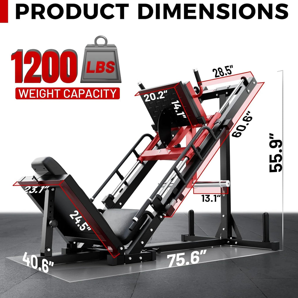 Ritfit Leg Press Hack Squat Machine, Professional Adjustable Leg Press Machine for Home Gym with Linear Bearing, Specialty Hack Squat Machine for Full Lower Body Workout with Weight Storage, Pink