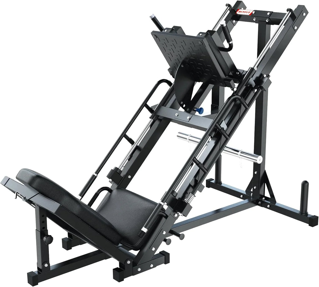 Ritfit Leg Press Hack Squat Machine, Professional Adjustable Leg Press Machine for Home Gym with Linear Bearing, Specialty Hack Squat Machine for Full Lower Body Workout with Weight Storage, Pink