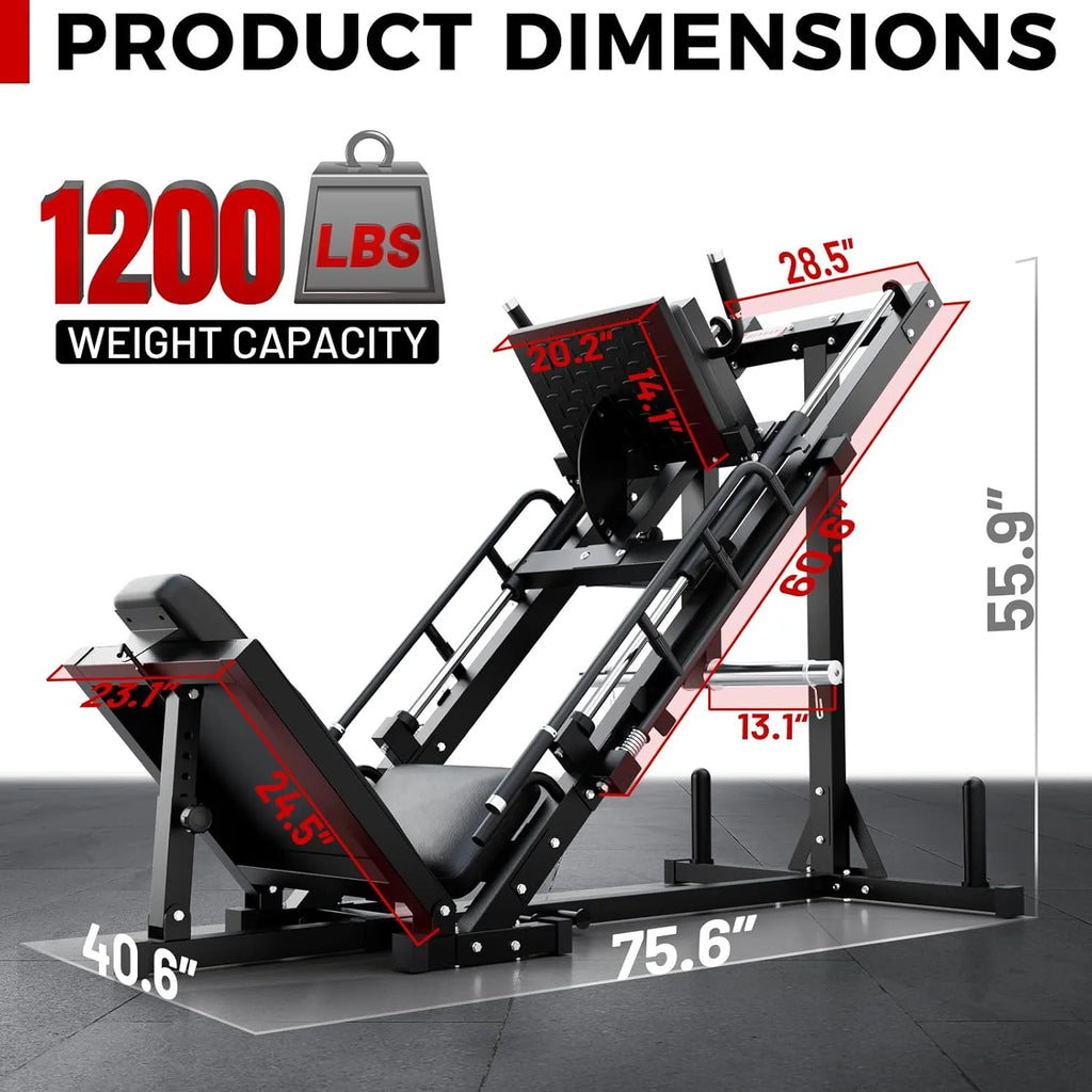 Ritfit Leg Press Hack Squat Machine, Professional Adjustable Leg Press Machine for Home Gym with Linear Bearing, Specialty Hack Squat Machine for Full Lower Body Workout with Weight Storage, Pink